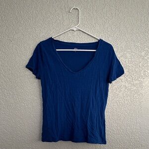 J. Crew Deep Blue Short Sleeve V-Neck Tee